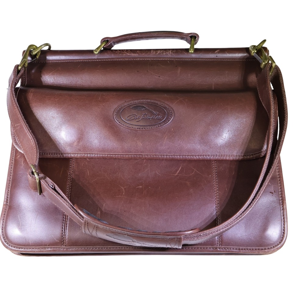 Bob Timberlake Mens Briefcase Brown Leather Messenger Bag 4110847
